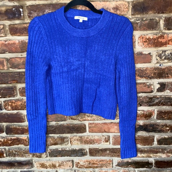 Madewell Voyage Blue Readfield Pullover Crop Sweater Women's Size Medium - Picture 2 of 6